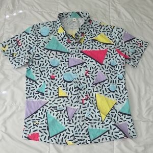 80'/90's Themed Colorful Geometric Pattern Shirt/Short Set